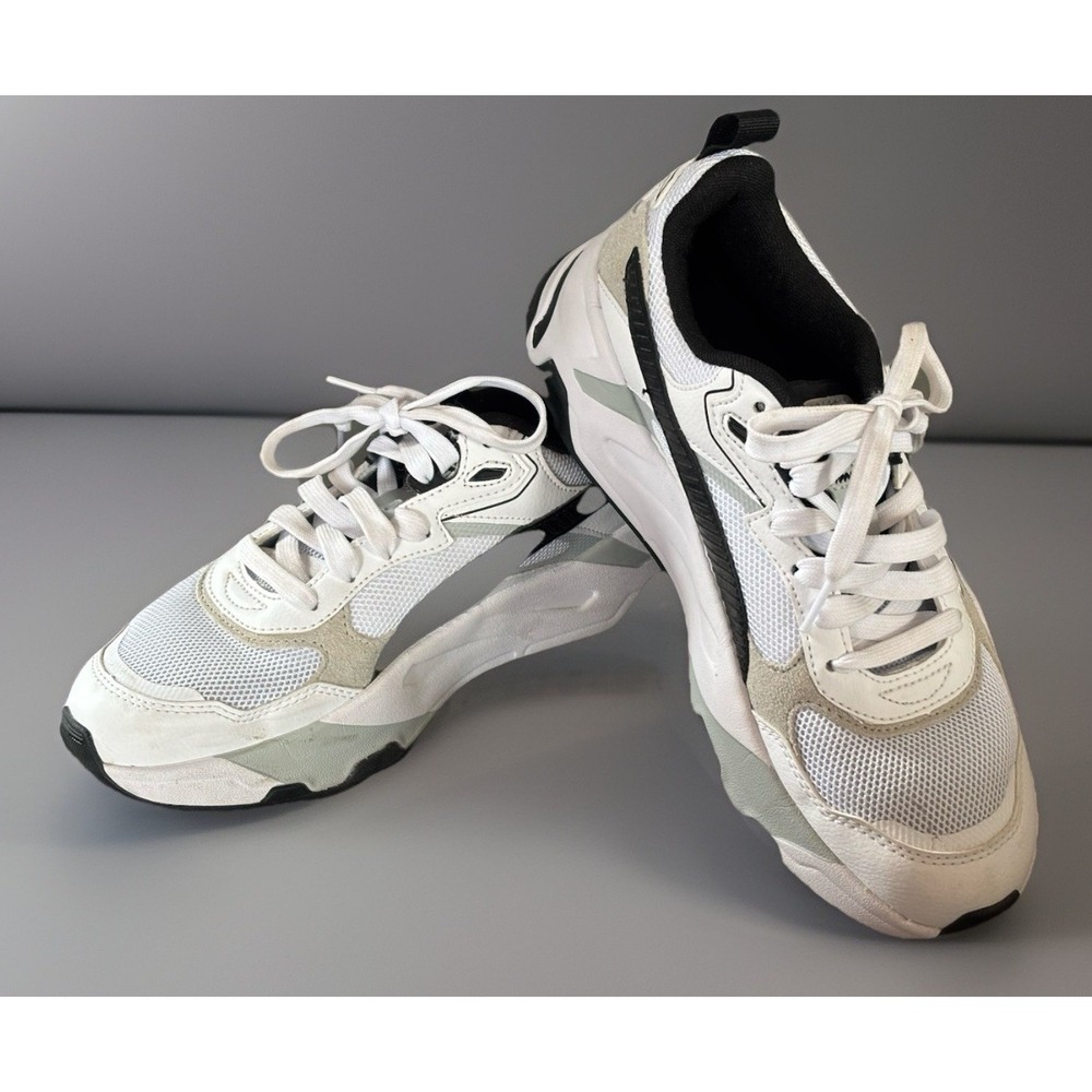 PUMA Trinity Women's Size 8.5 Sneakers White Gray Black Lace Up Shoes 39549001